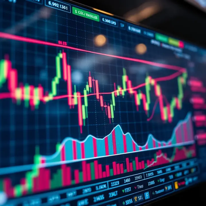 Detailed chart illustrating stock price movements with technical indicators and trend lines