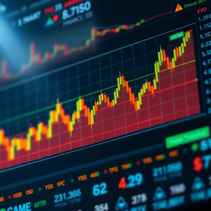 Graph showing increasing financial charts on a digital trading platform screen