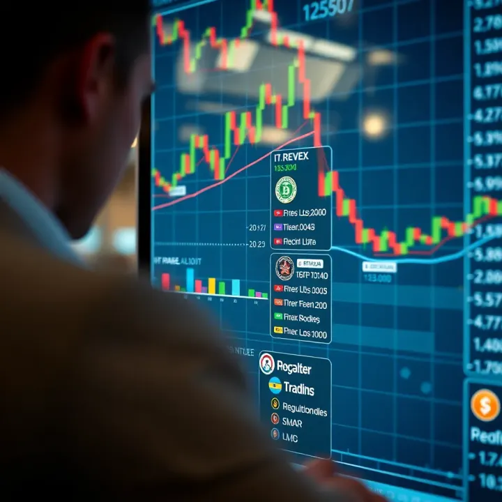 Chart showing Forex broker comparison with regulatory badges and commission rates