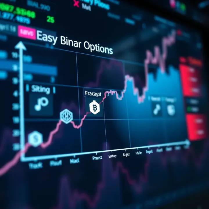 Graph illustrating different categories of binary options with financial icons