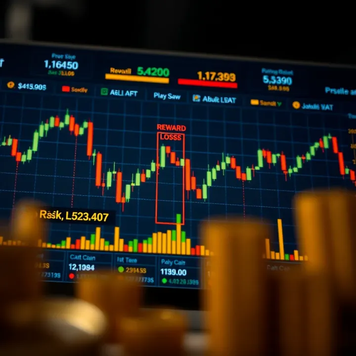 Chart illustrating potential gains and losses with risk indicators in financial investments