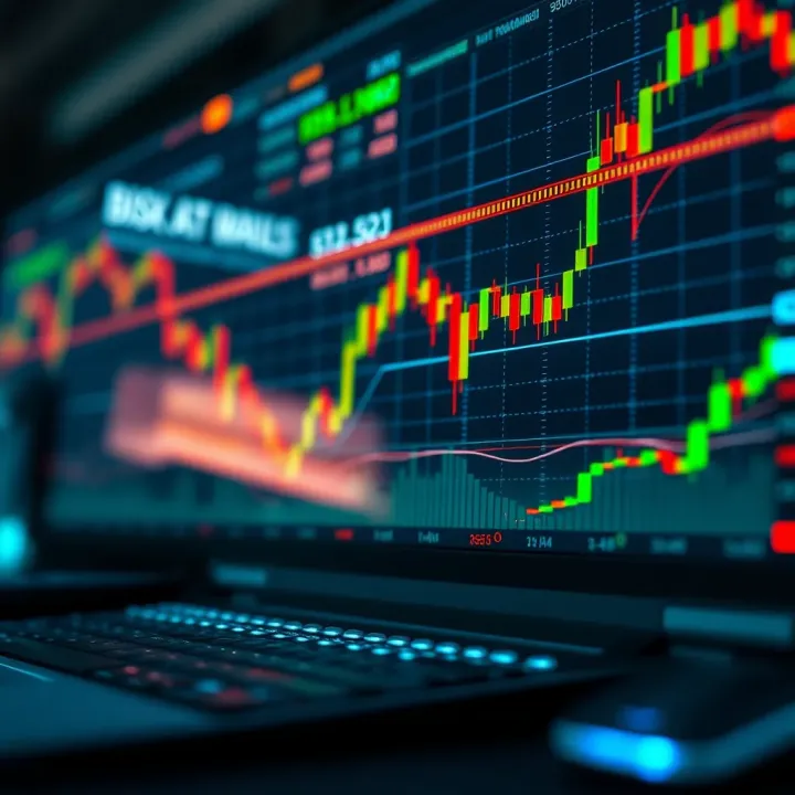 Risk Management and Technical Analysis in Binary Options Conceptual illustration of risk management and technical analysis in financial markets with charts and indicators