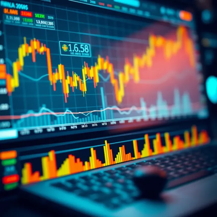 Graph showing binary options trading trends and data analysis