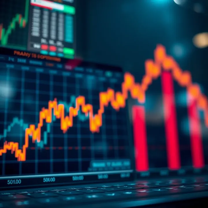 Graph showing upward and downward trends representing binary options trading decisions