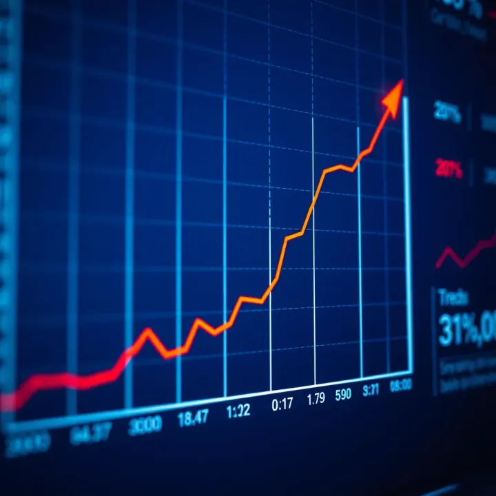 Graph showing upward and downward trends representing binary options trading decisions