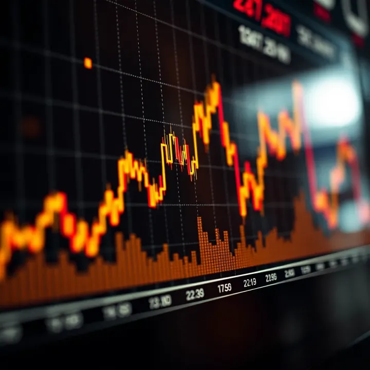 Graph showing rise and fall of binary options trading values