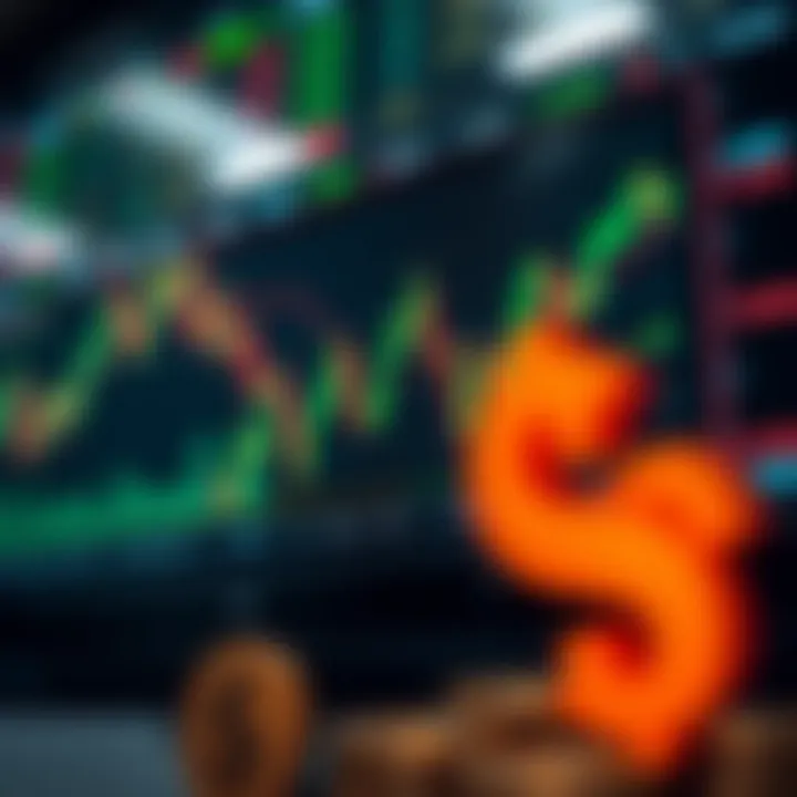 Conceptual illustration of binary options trading with digital charts and currency symbols