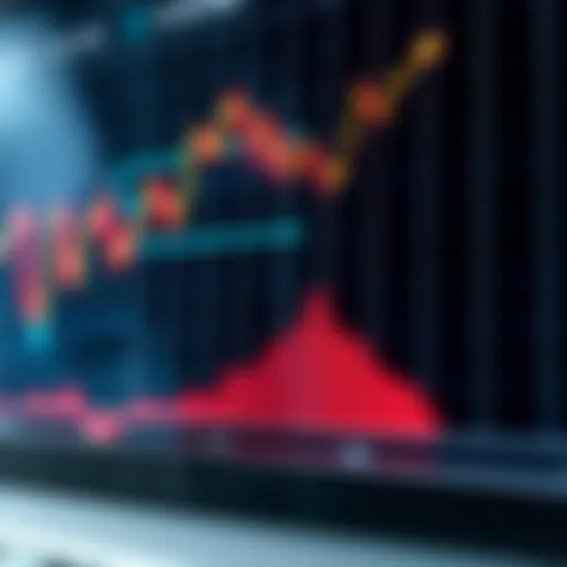 Conceptual illustration showing financial chart with upward and downward trends symbolizing binary options trading