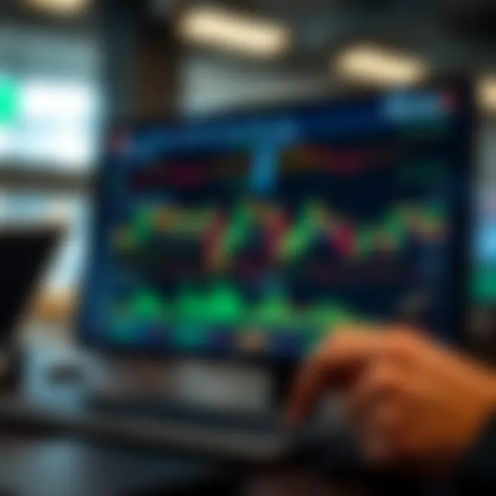 Interface displaying a binary options demo account with charts and trading signals