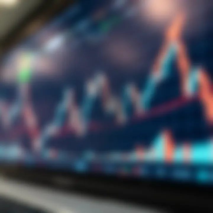 Graph showing financial market trends with arrows indicating copy trading activity
