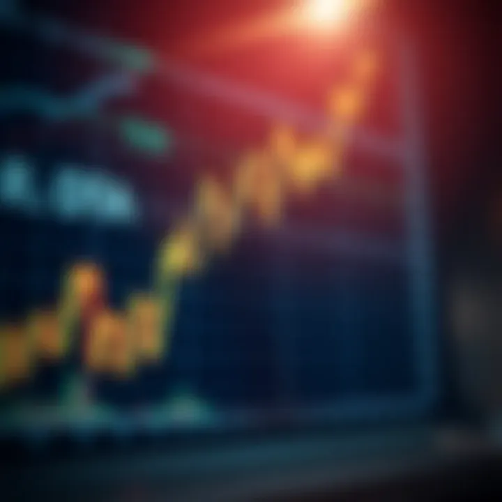 Graph showing upward trend in stock market trading