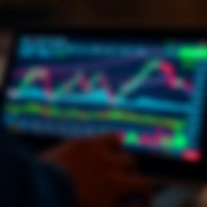 Illustration of a digital trading platform interface with charts and indicators