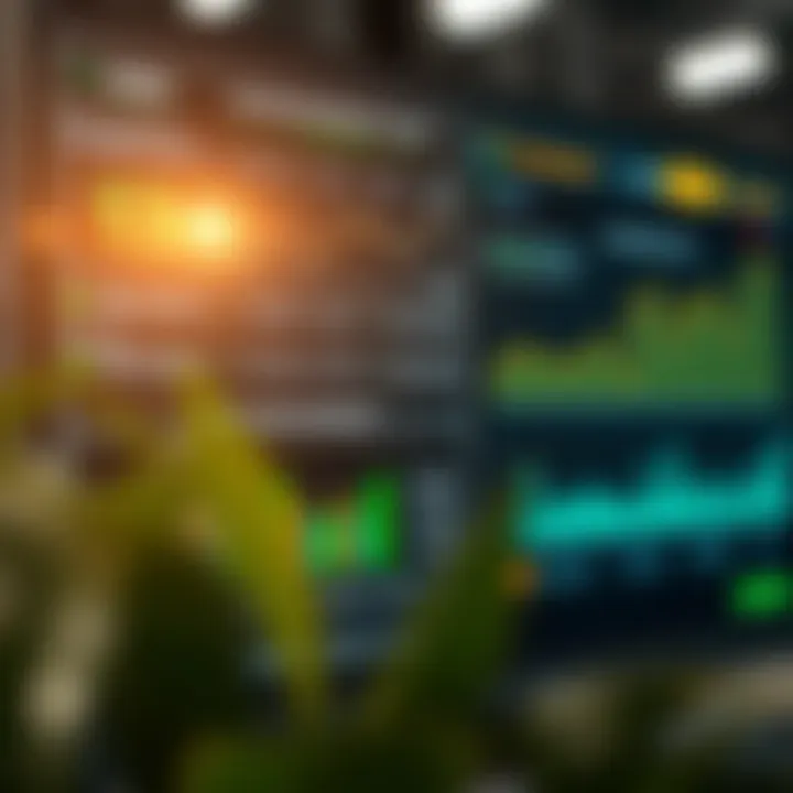 Detailed environmental risk assessment with charts and data analysis on a digital screen