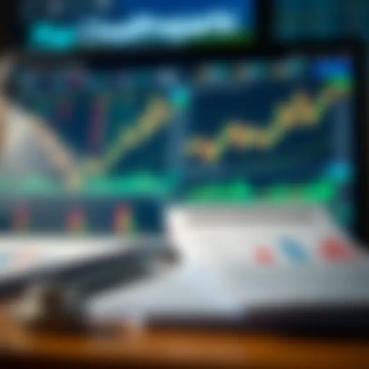 Financial market tools including charts, indicators, and PDF documents for in-depth study