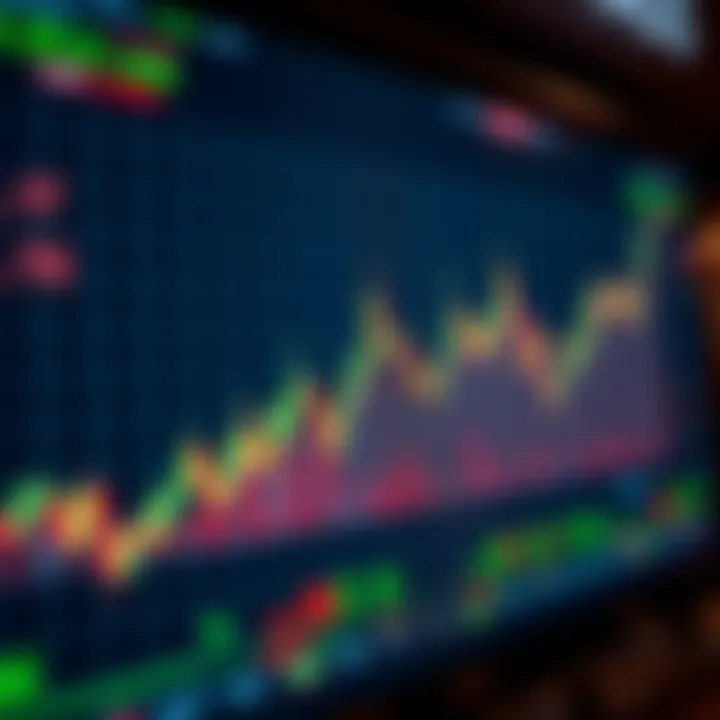 Graph showing currency exchange rates fluctuations on a digital trading platform