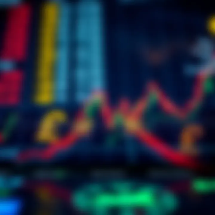 Illustration of different currency symbols with arrows indicating buying and selling actions