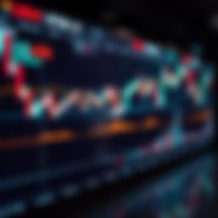 Illustration of a financial chart showing binary options trading with bullish and bearish trends