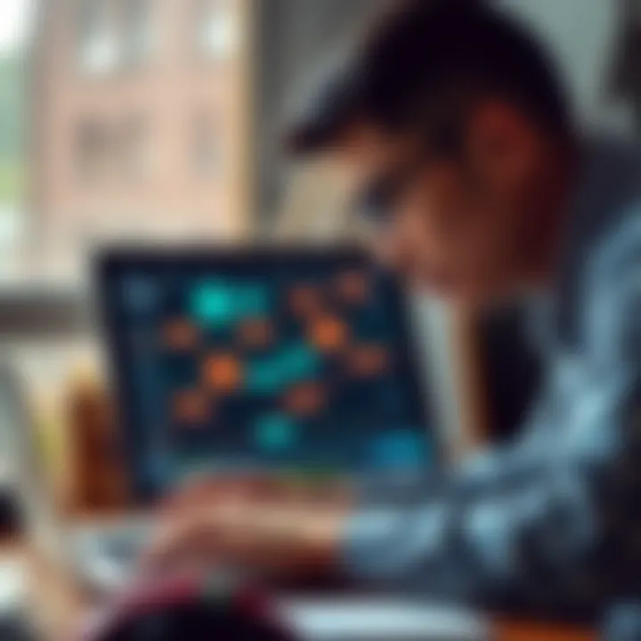 Investor analyzing a digital economic calendar on a laptop, focusing on interpreting economic indicators for informed decisions