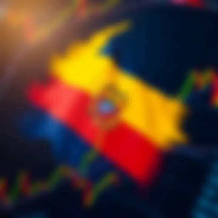 Colombian flag overlay with binary options trading chart