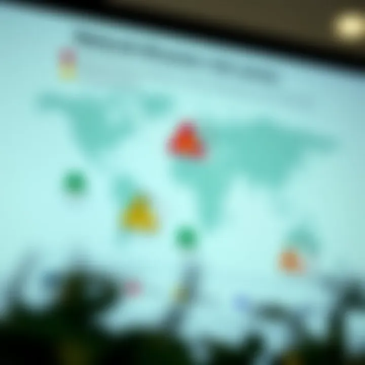 Diagram showing natural disaster risk zones with earthquake, hurricane, and flood icons