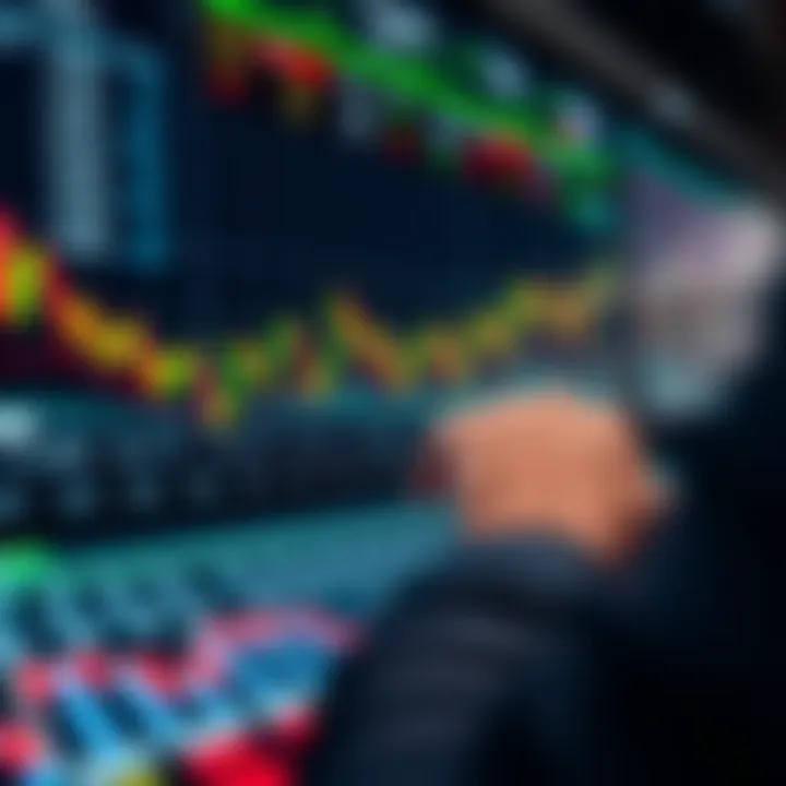 Illustration of a digital trading platform displaying binary options charts and market data