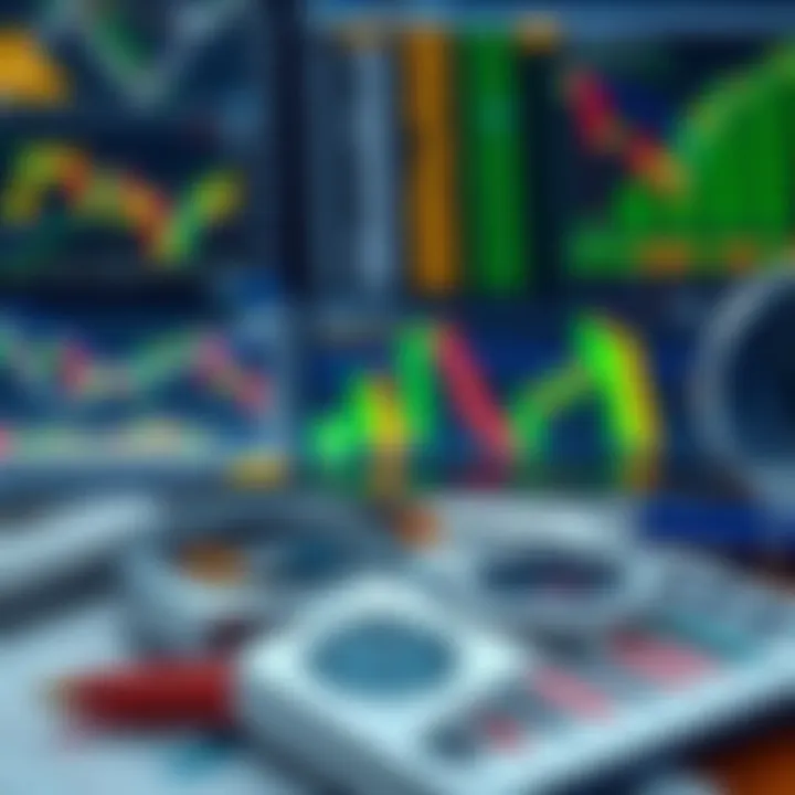 Various technical analysis tools and charts used to predict financial market trends