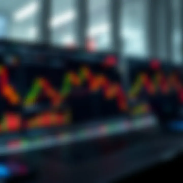 Illustration of a digital trading platform showing market charts and data relevant to Colombian financial markets