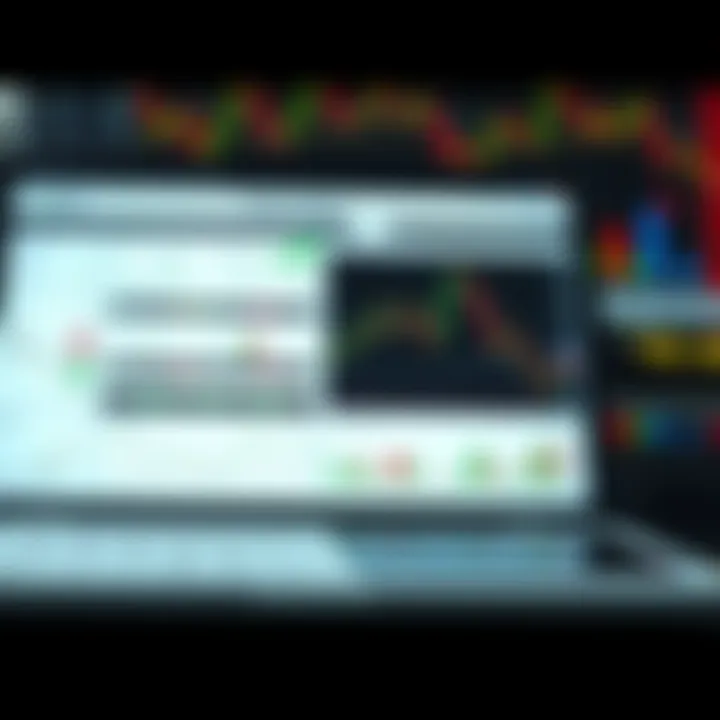 Trading course curriculum displayed on a digital tablet with charts and graphs