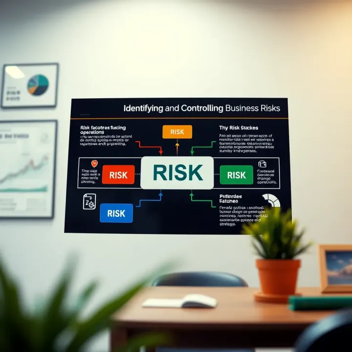 Diagram showing various risk factors affecting business operations and corresponding mitigation strategies