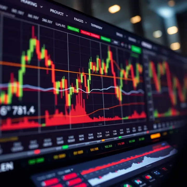 User interface of a trading platform displaying charts, indicators, and trading options