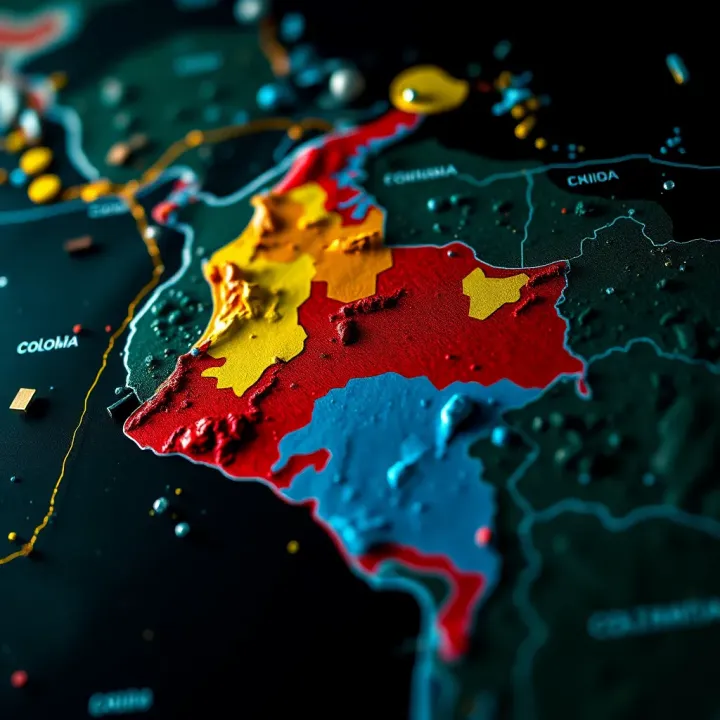 Natural Disaster and Socio-Economic Risk Zones in Colombia Overview map showing natural disaster zones and socio-economic risk areas across Colombia