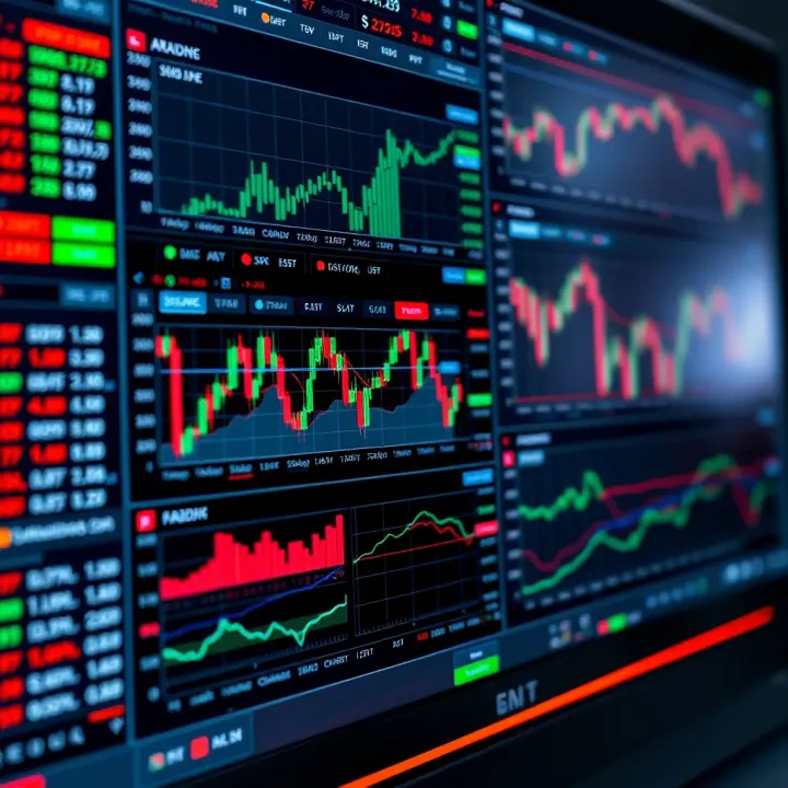 Interface showing various financial charts and graphs on a free trading platform