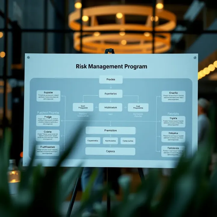 Flowchart illustrating the framework of a risk management program with key components and connections