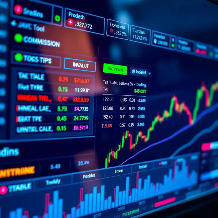 Dashboard of trading platform highlighting commission rates and functional tools for investors