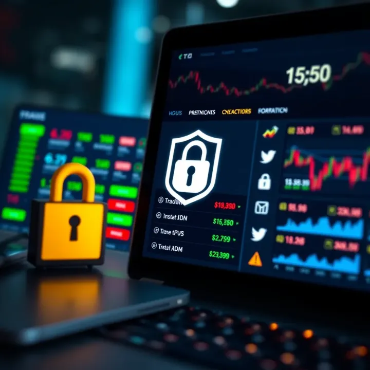Secure online trading platform interface showing various asset options and security features