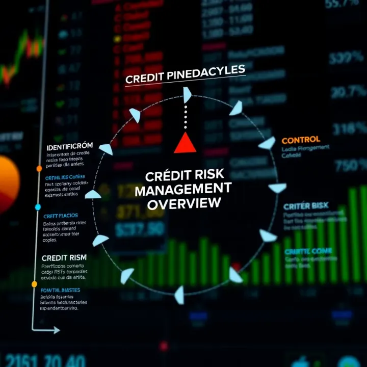 Diagram illustrating credit risk management cycle with stages of identification, analysis, and control