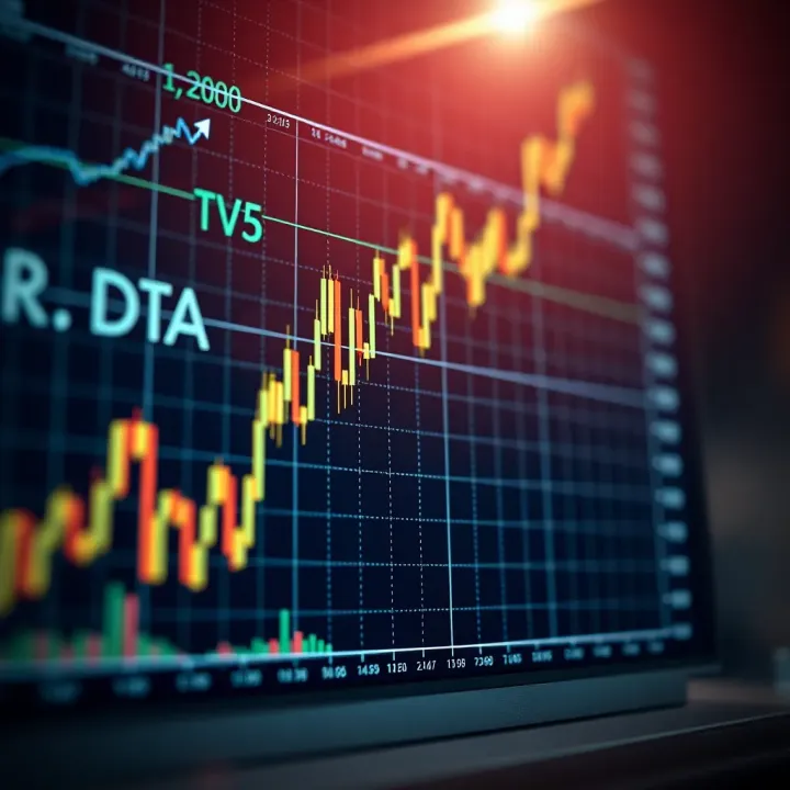 Graph showing upward trend in stock market trading