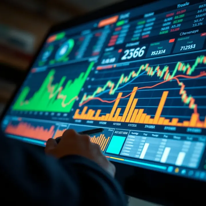Graphical representation of risk analysis with charts and digital tools in decision-making