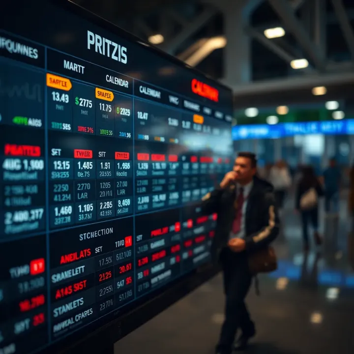 Economic calendar displaying upcoming financial events and market impact indicators