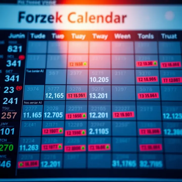 Economic calendar displaying key Forex trading dates and events