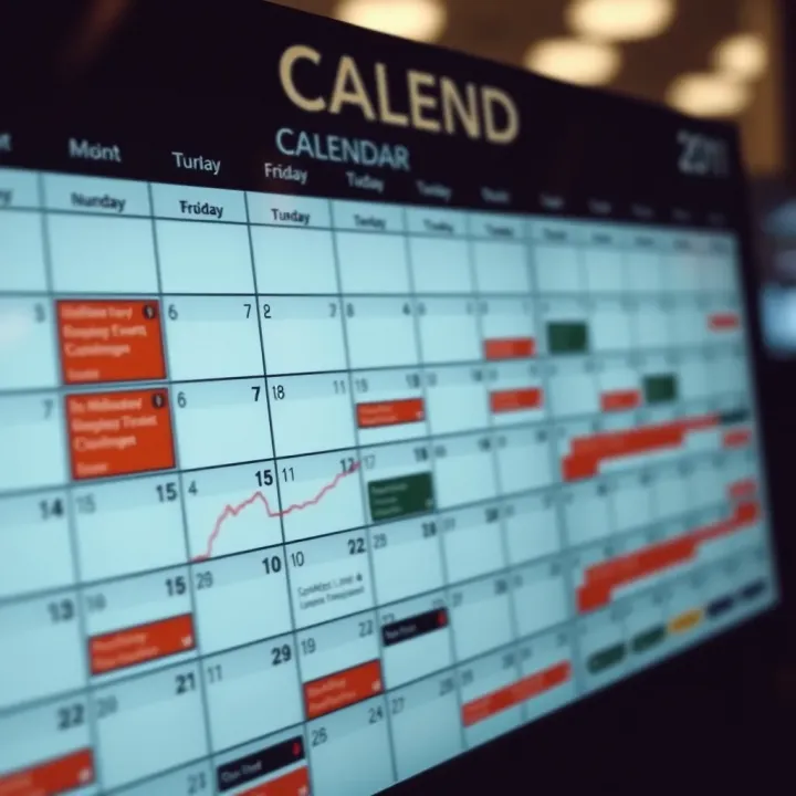 Calendar displaying key economic events and indicators for investment planning
