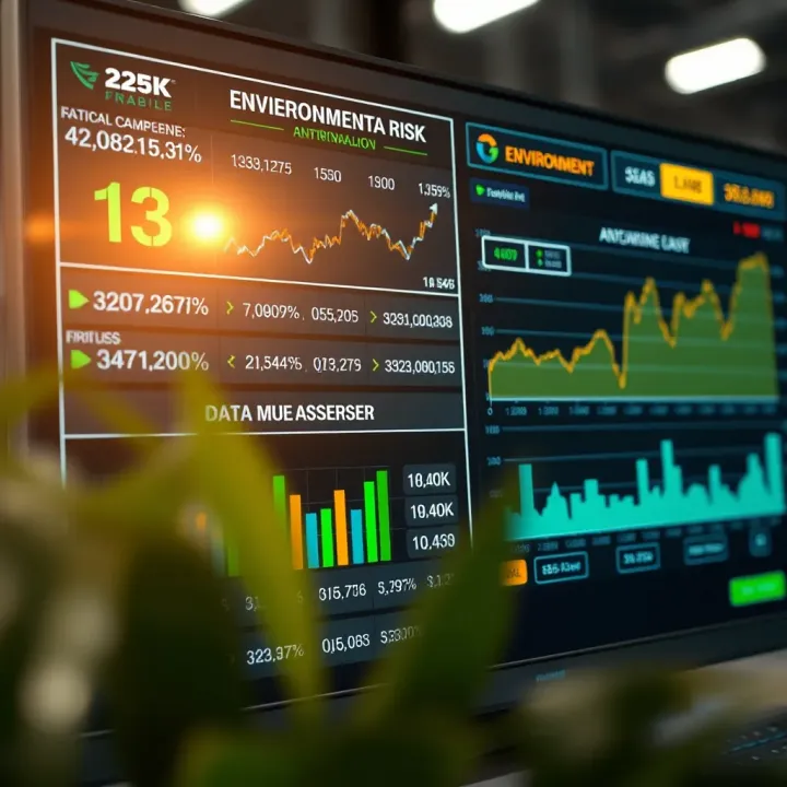 Detailed environmental risk assessment with charts and data analysis on a digital screen