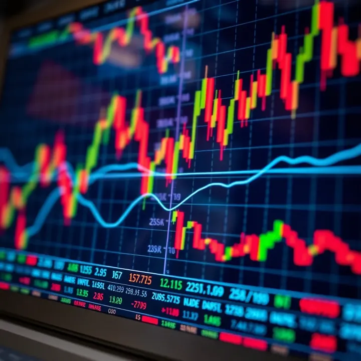 Forex trading chart displaying key technical indicators and currency price trends