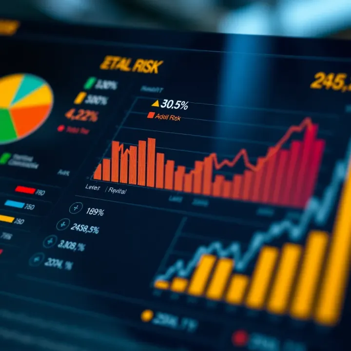 Credit risk assessment chart illustrating evaluation metrics and risk levels