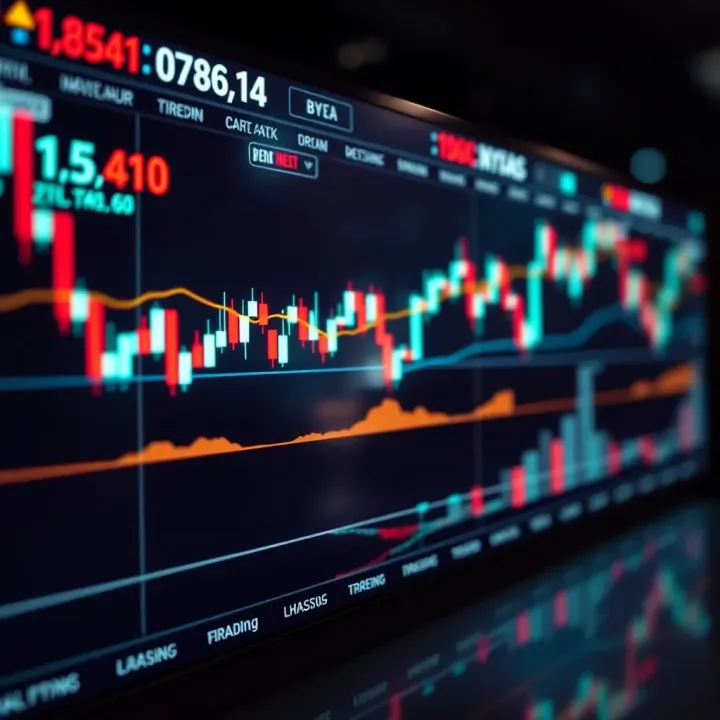 Binary Options Trading Chart Highlighting Market Trends Illustration of a financial chart showing binary options trading with bullish and bearish trends
