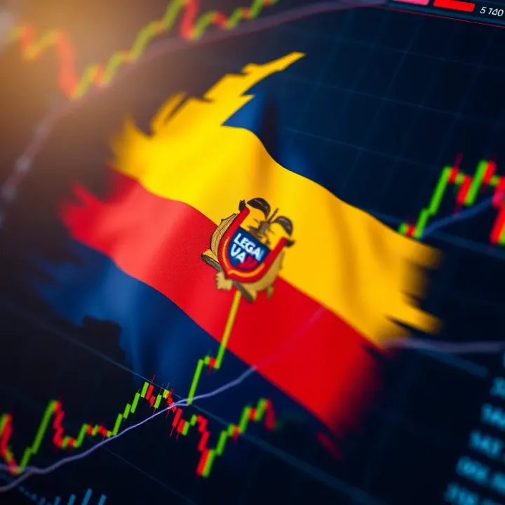 Colombian flag overlay with binary options trading chart