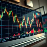 Graph showing binary options trading trends with candlestick patterns and indicators