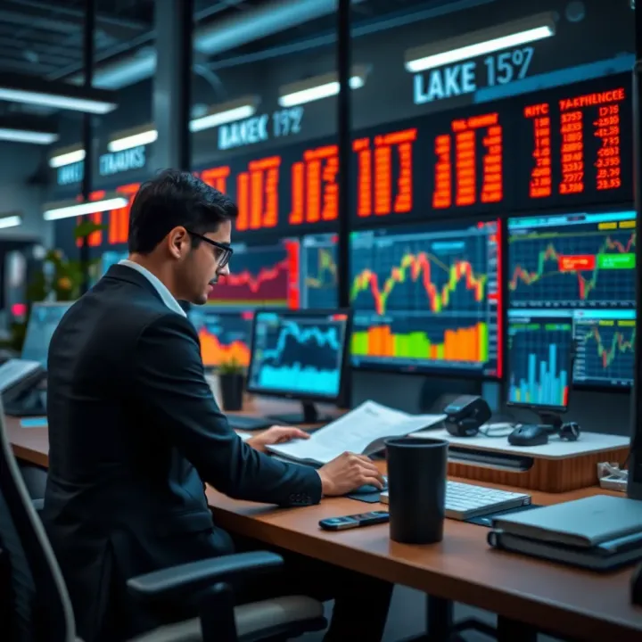 Modern workspace showing tools and data analysis used for strategic risk assessment