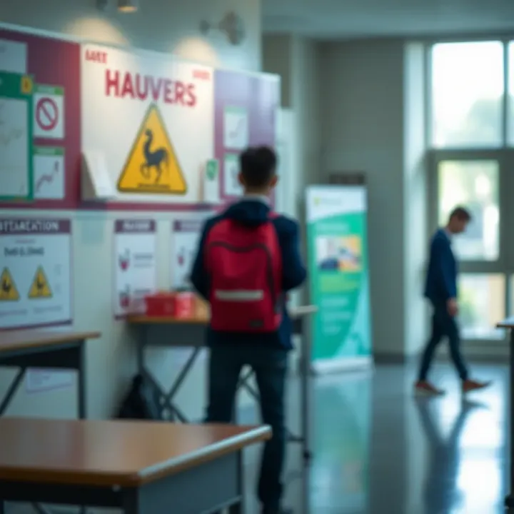 Illustration showing the identification and assessment of potential hazards in a school environment