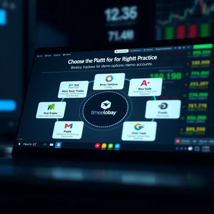Graphic showing various platforms for practicing binary options trading with demo accounts